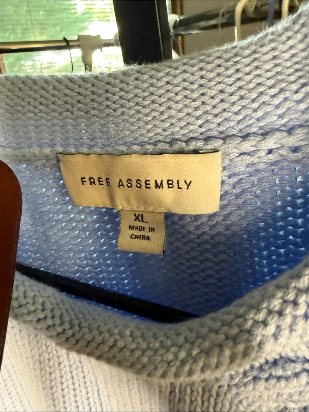 FREE ASSEMBLY Light Blue Striped Crewneck Sweater
